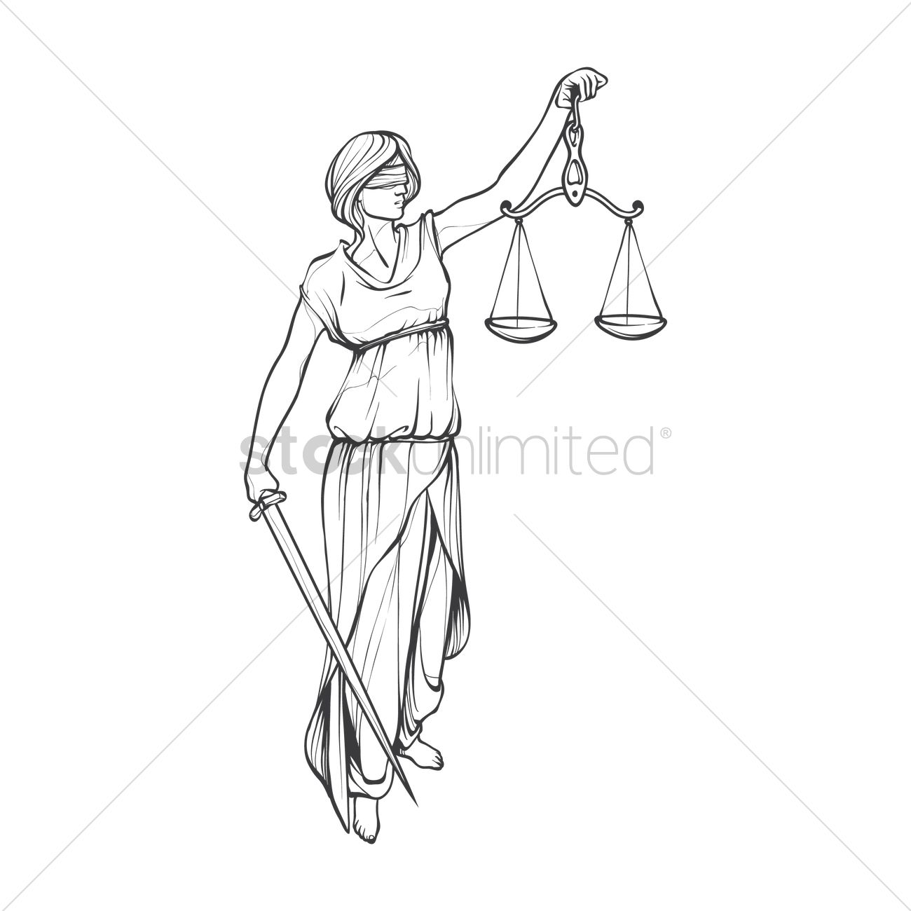 1300x1300 Lady Justice Statue Vector Image - Lady Justice Drawing