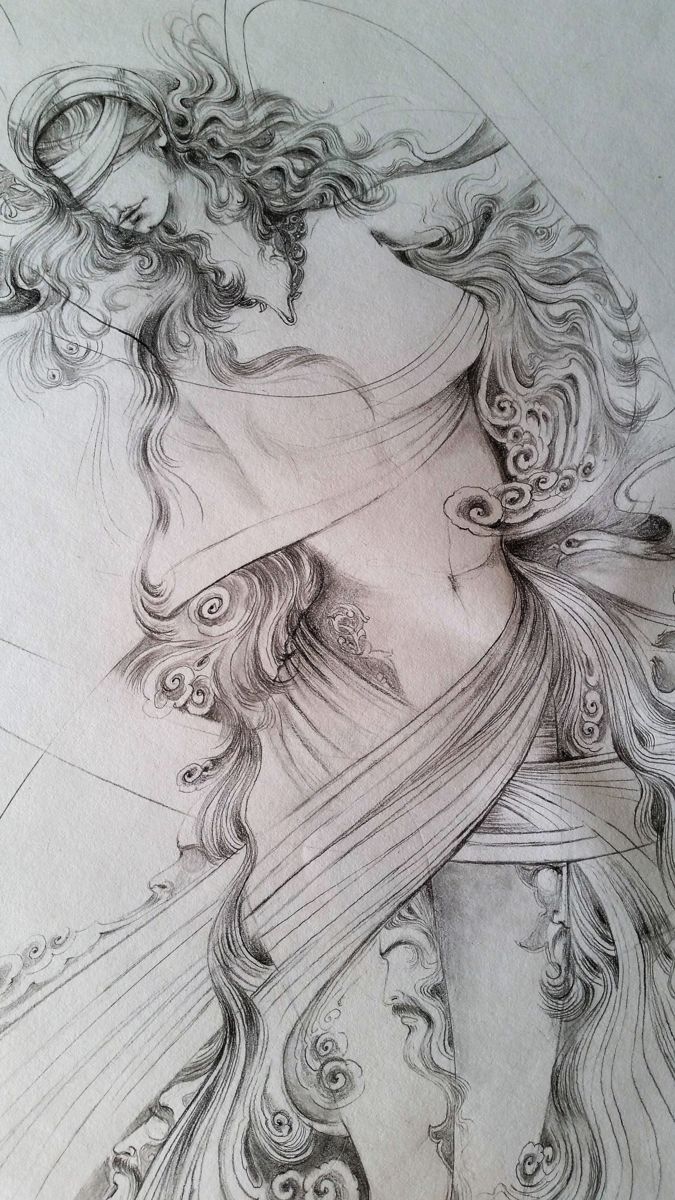 675x1200 Detail Of Lady Justice Drawing On Paper Drawing - Lady Justice Drawing