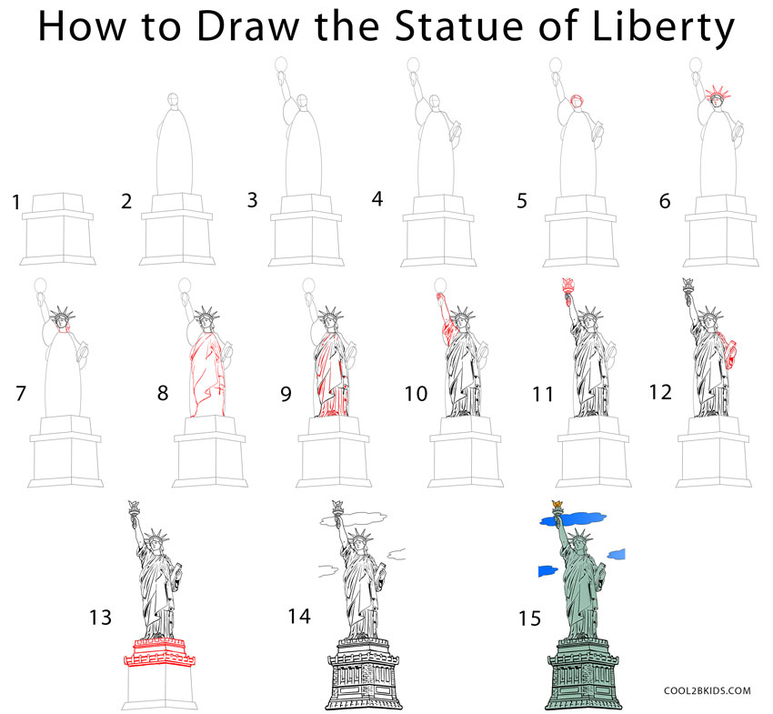 850x785 How To Draw The Statue Of Liberty - Lady Liberty Drawing