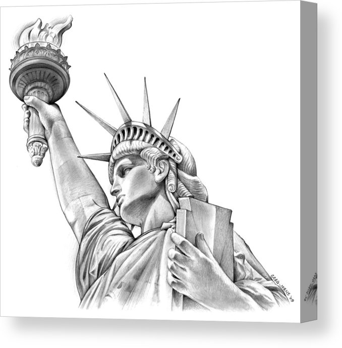678x689 Lady Liberty Canvas Print Canvas Art - Lady Liberty Drawing