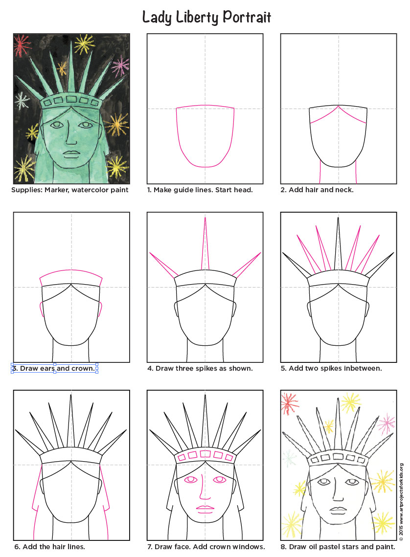 838x1139 Draw The Statue Of Liberty's Face Art Projects For Kids - Lady Liberty Drawing
