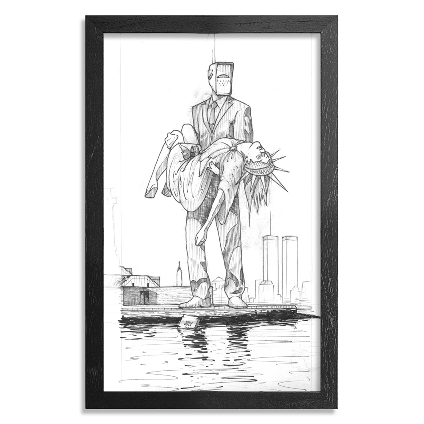 850x850 earth crusher original art - Lady Liberty Drawing