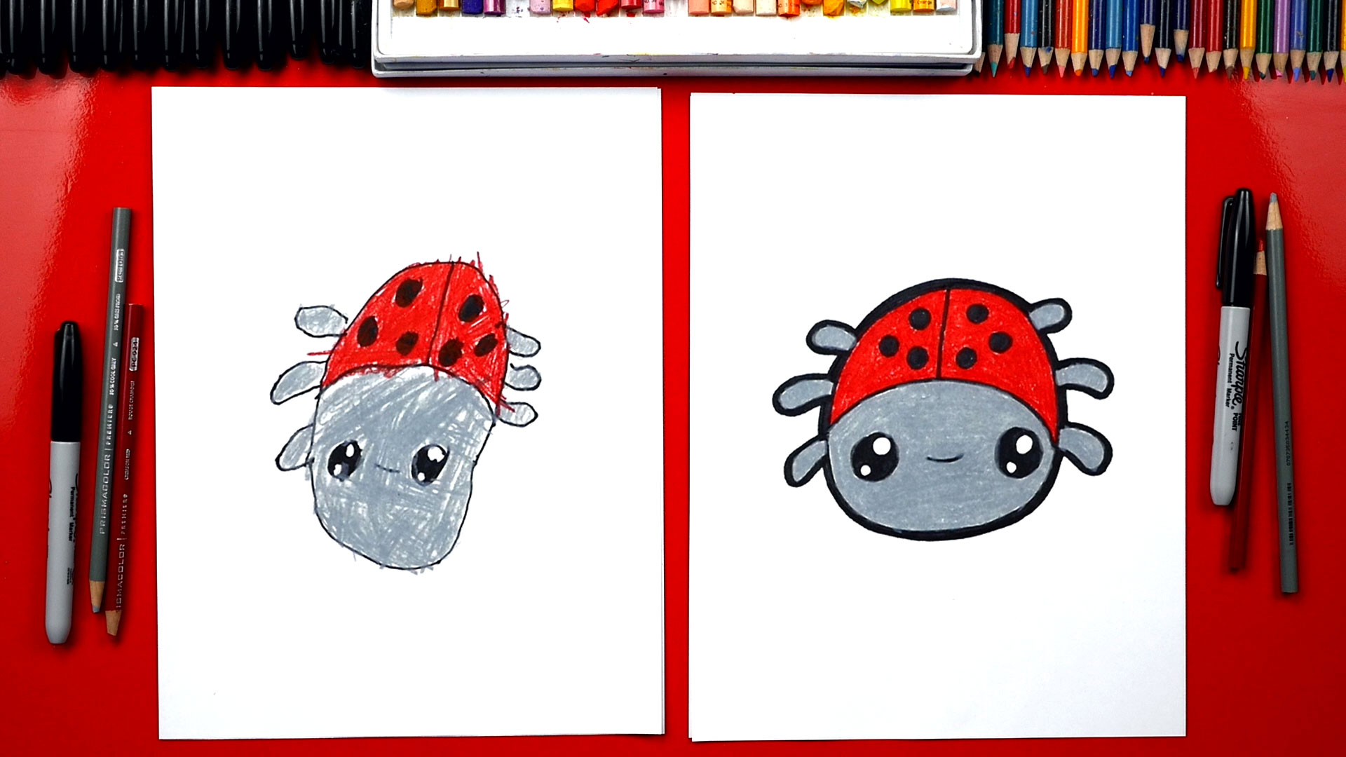 1920x1080 How To Draw A Cartoon Ladybug - Ladybug Cartoon Drawing
