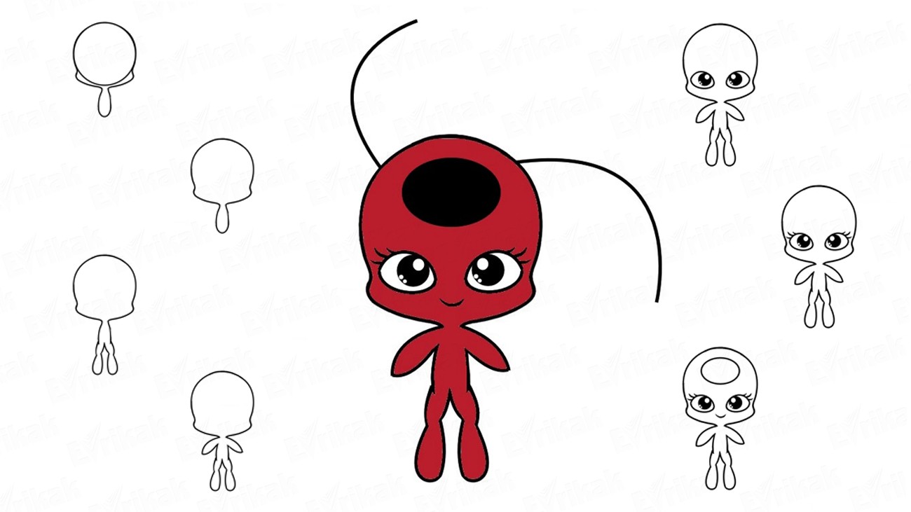 1300x731 How To Draw Tikki From The Cartoon Miraculous Tales Of Ladybug - Ladybug Cartoon Drawing