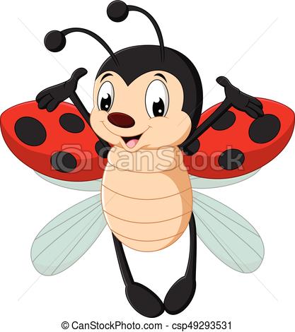 417x470 Vector Illustration Of Cute Ladybug Cartoon - Ladybug Cartoon Drawing