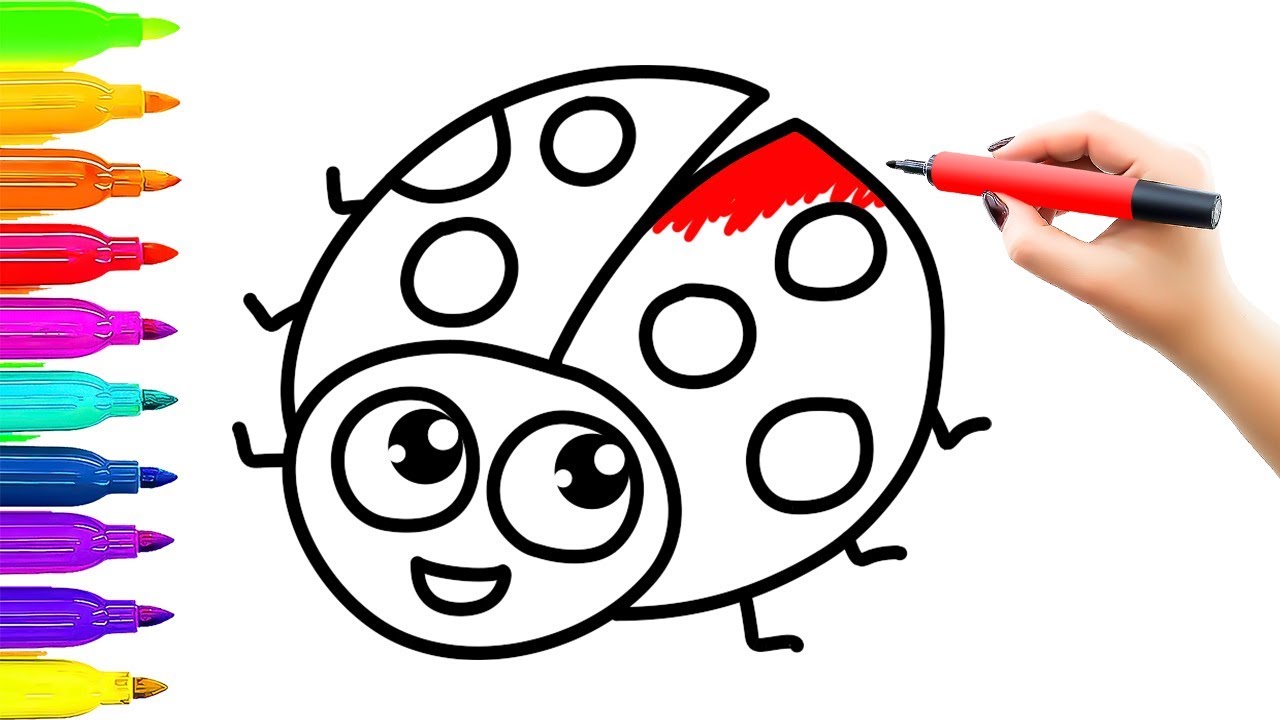 1280x720 Ladybug Drawing For Kids With Coloring How To Draw Ladybird - Ladybug Drawing For Kids