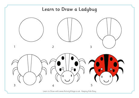 460x325 Learn To Draw Minibeasts - Ladybug Drawing Step By Step