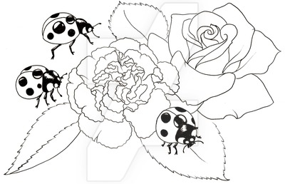 400x258 Flower And Ladybug Tattoo - Ladybug Tattoo Drawing
