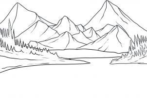 302x201 How To Draw A Lake, Step - Lake Drawing