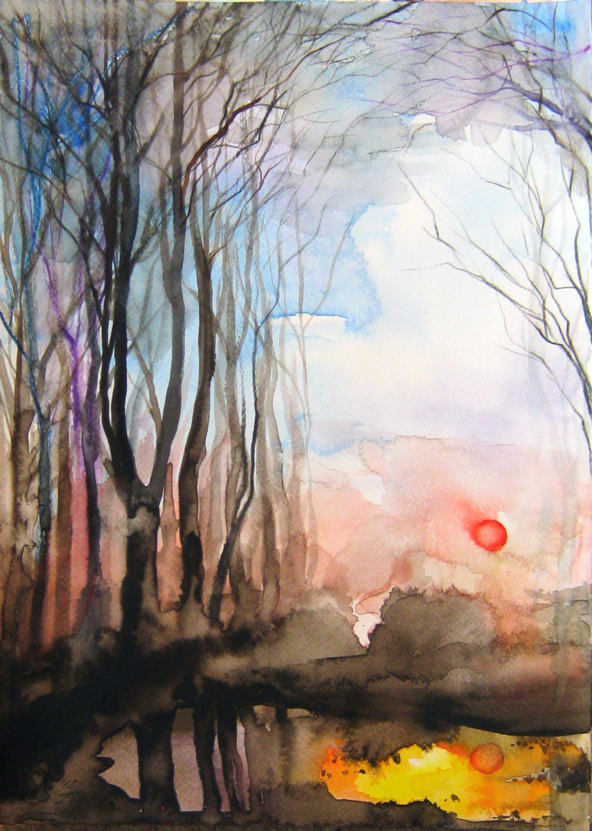 855x1200 Near The Lake Drawing - Lake Drawing