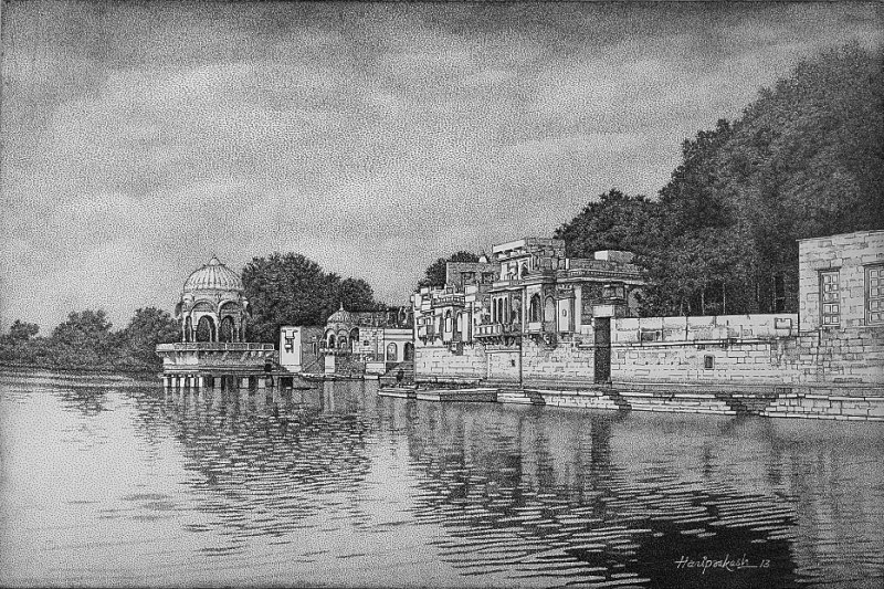 800x533 Ghadisar Lake - Lake Drawing
