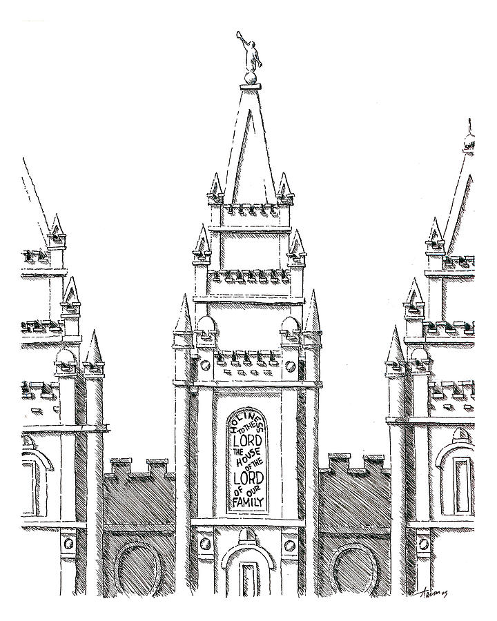 720x900 Salt Lake Temple Drawing - Lake Line Drawing