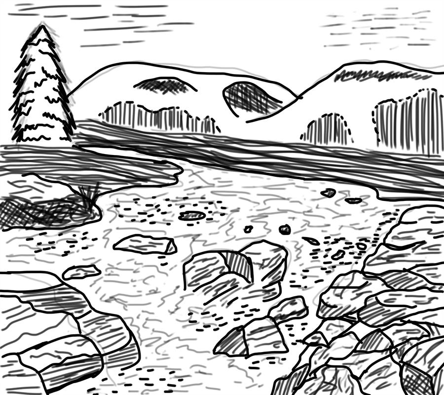 900x800 Lake Line Art - Lake Line Drawing
