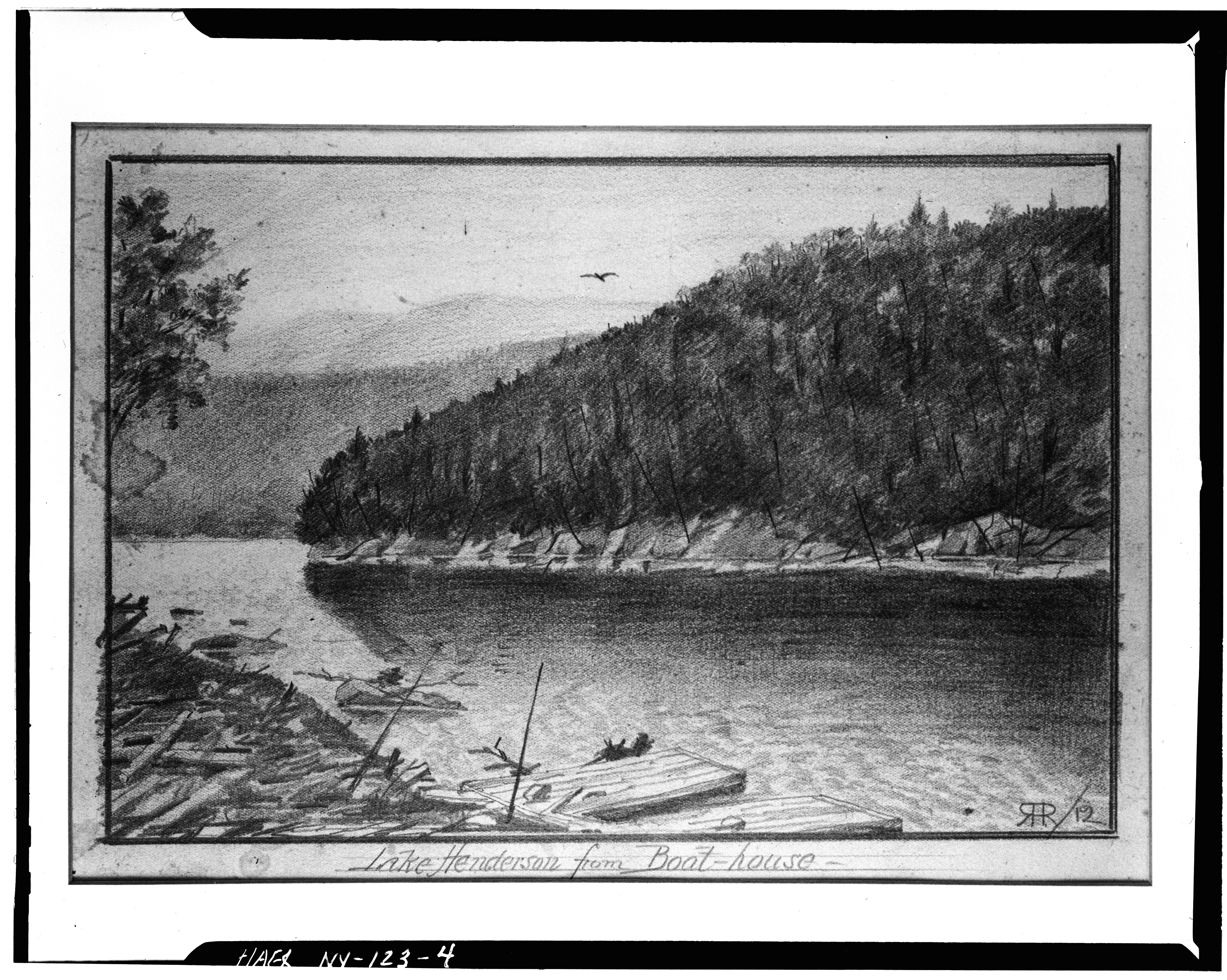 4939x3944 photocopied june r h robertson, pencil and charcoal - Lake Pencil Drawing