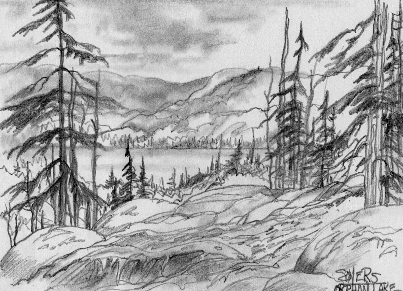 Lake Pencil Drawing at PaintingValley.com | Explore collection of Lake ...