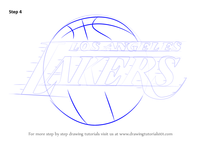 843x596 learn how to draw los angeles lakers logo - Lakers Logo Drawing