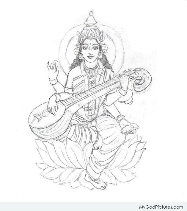 629x708 drawing of goddess lakshmi god in drawings, art sketches - Lakshmi Drawing