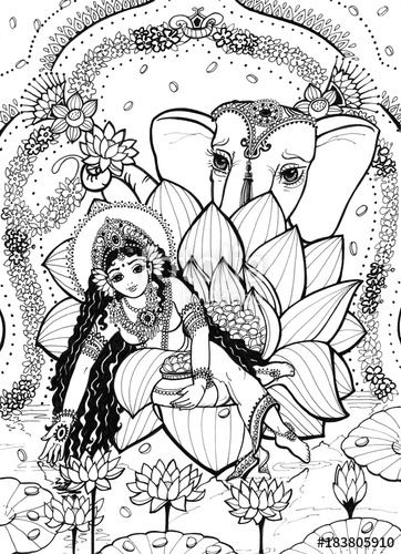 362x500 goddess lakshmi is a beautiful girl born from a lotus flower - Lakshmi Drawing