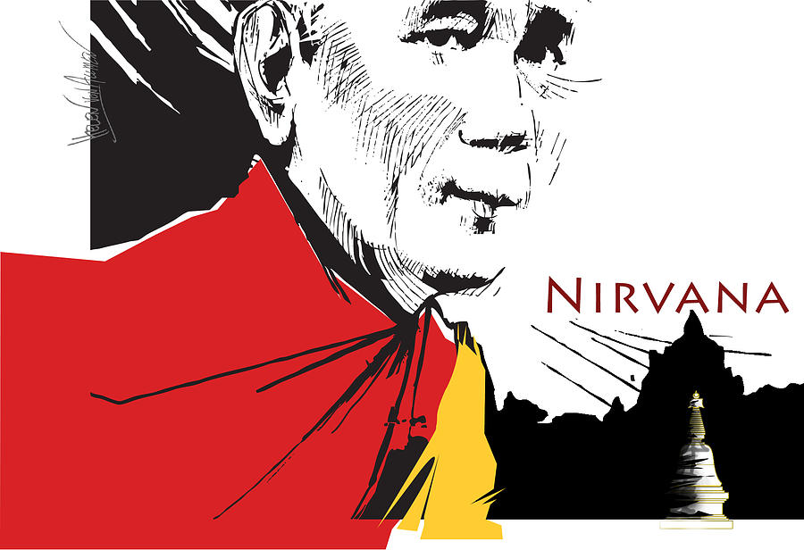 900x616 portrait of a tibetan monk lama drawing - Lama Drawing