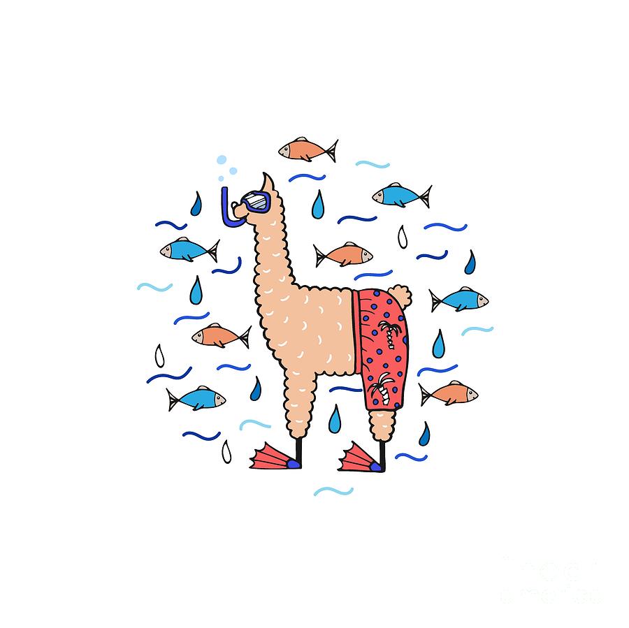 900x899 Cute Hand Drawn Illustration Of A Lama Drawing - Lama Drawing