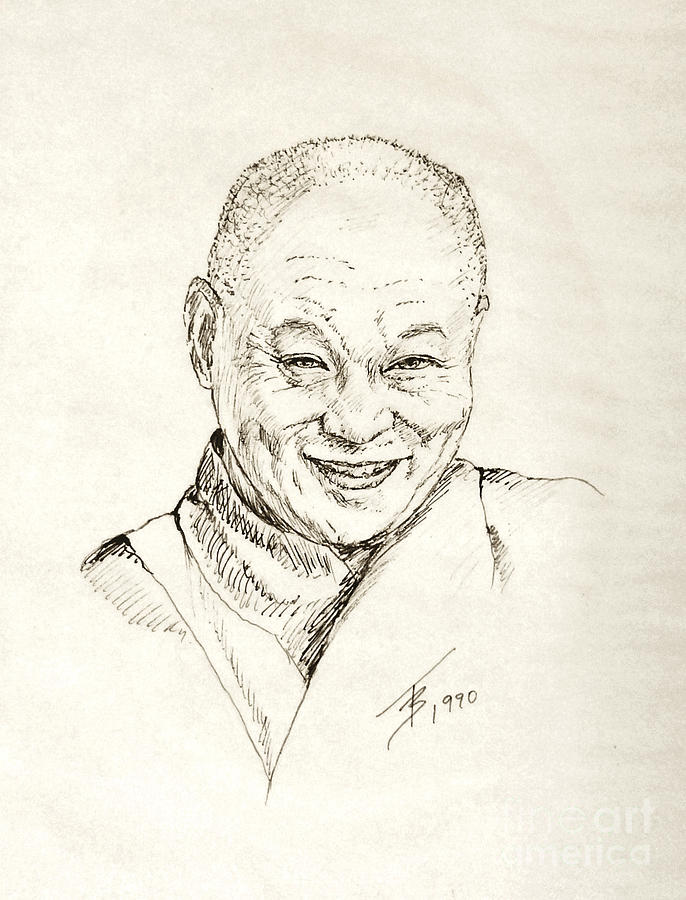 686x900 Dahlai Lama Drawing - Lama Drawing