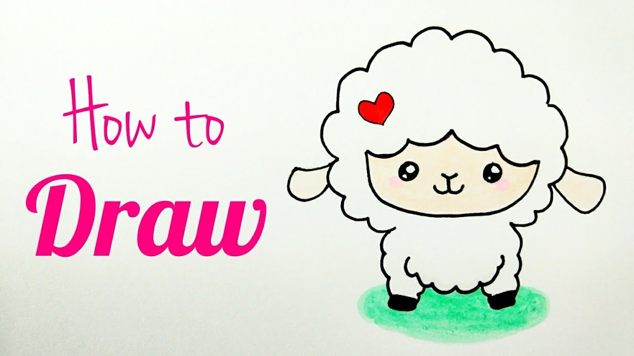 1280x720 How To Draw Lamb Sheep Sheep Drawing Tutorial For Kids Step - Lamb Cartoon Drawing