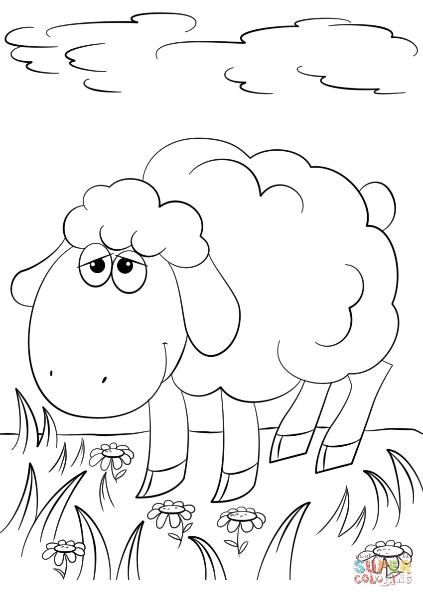 849x1200 Cute Cartoon Lamb Coloring - Lamb Cartoon Drawing