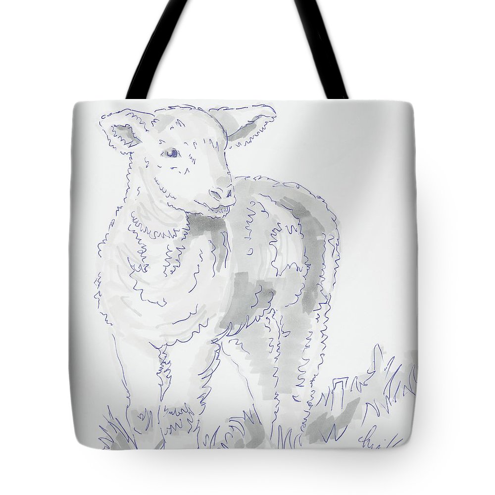 1000x1000 Lamb Drawing Using Marker Pen Tote Bag For Sale - Lamb Drawing