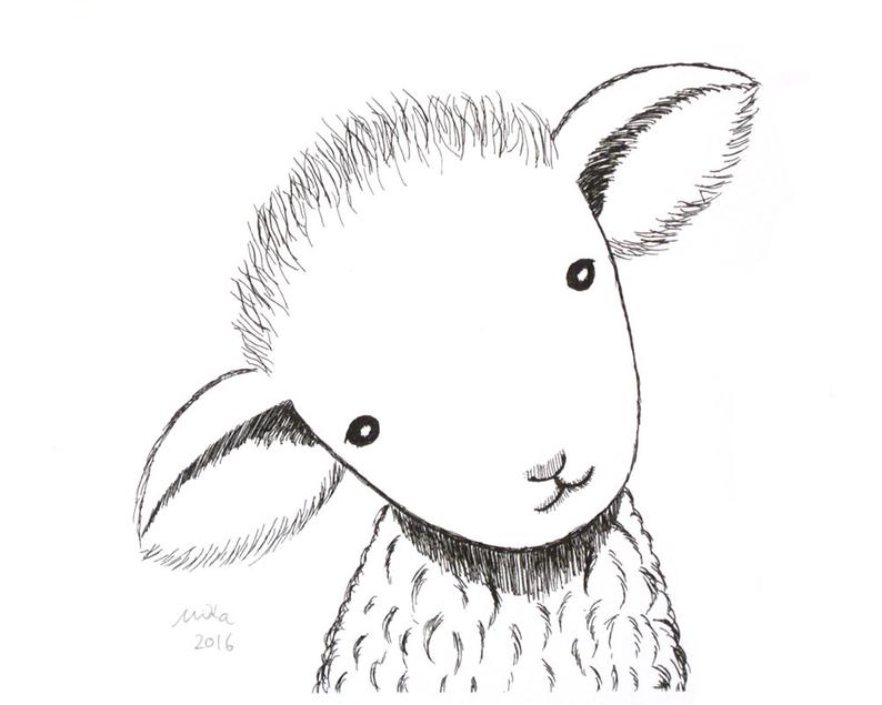 794x635 lamb print nursery decor cute lamb drawing print farm animal etsy - Lamb Drawing