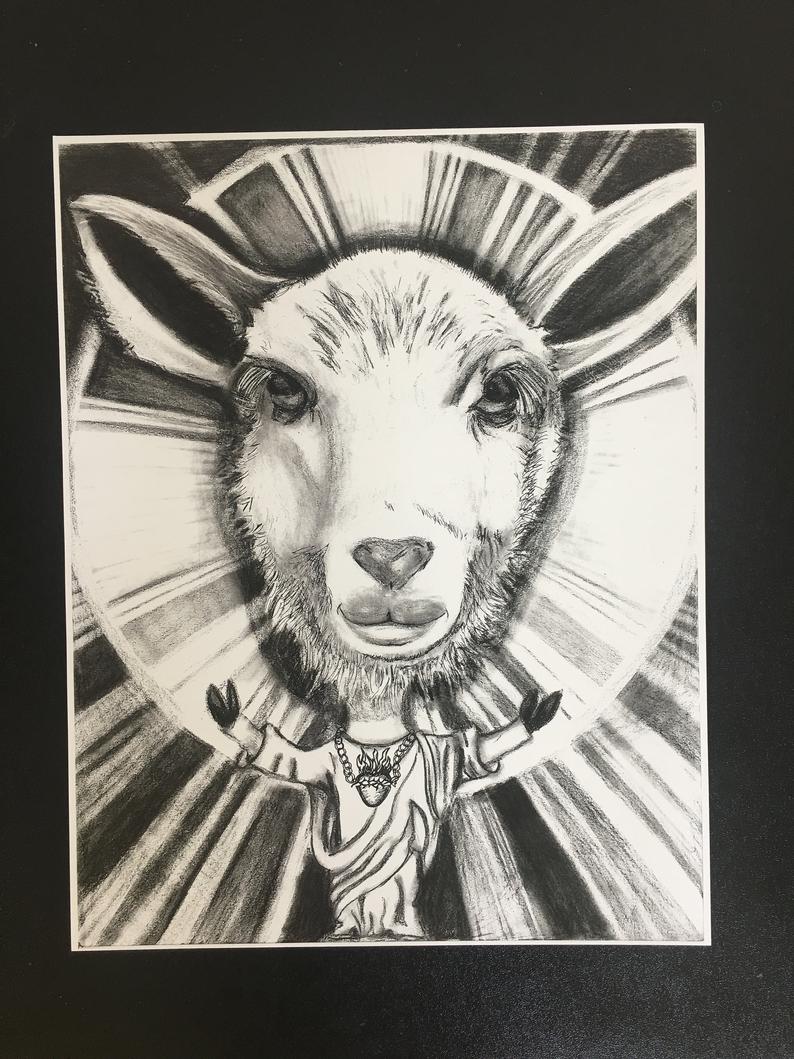 794x1059 Lamb Of God Print Of Original Drawing Christian Jesus Artwork Etsy - Lamb Of God Drawing