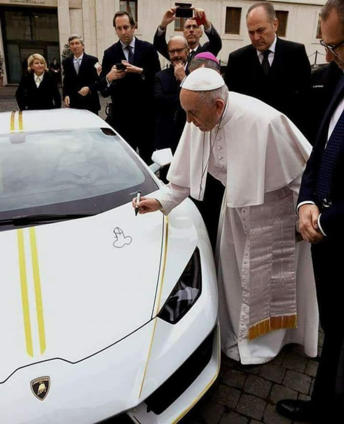 680x837 pope francis signs a lamborghini know your meme - Lambo Drawing