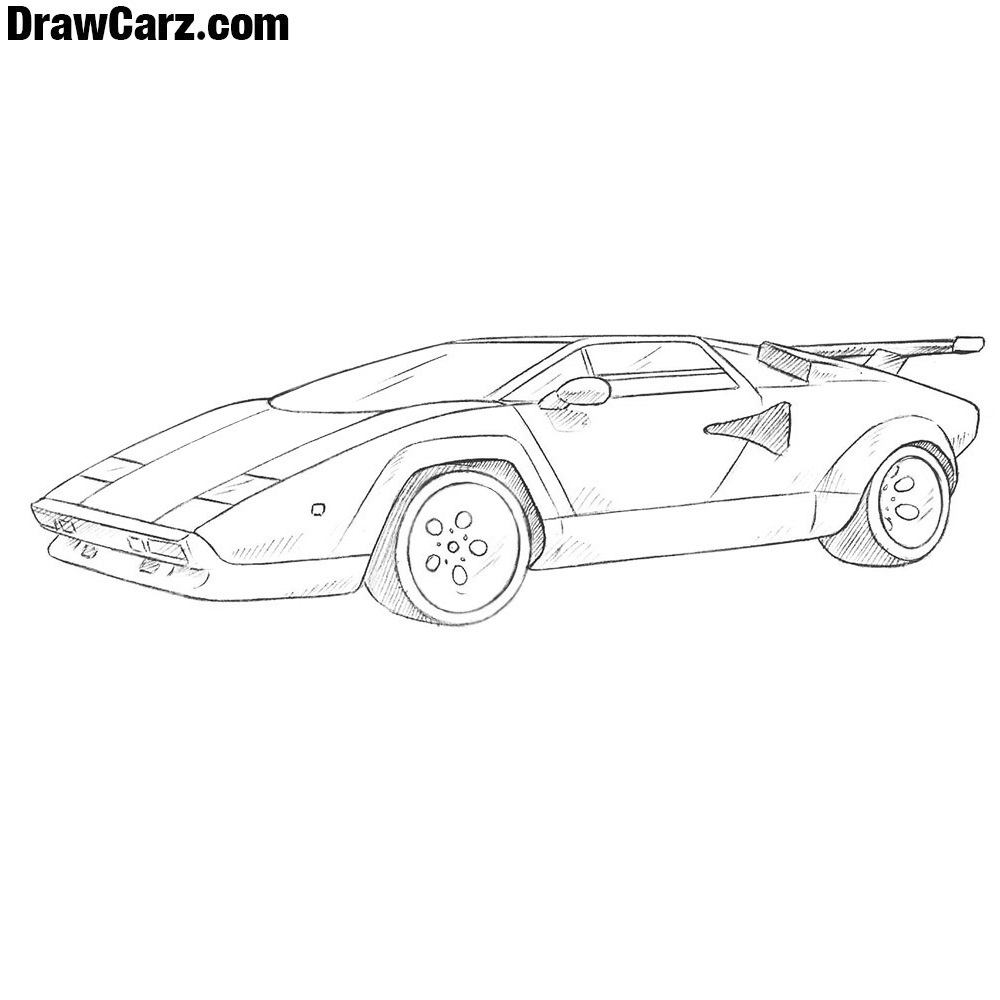 1000x1000 how to draw a lamborghini countach drawcarz - Lambo Drawing