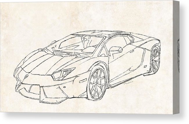 651x428 lamborghini aventador drawing canvas print canvas art - Lamborghini Aventador Drawing