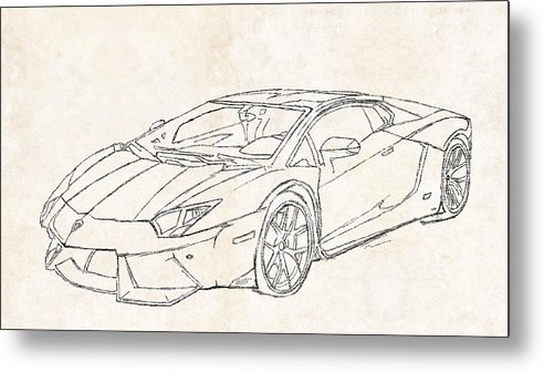 492x336 lamborghini aventador drawing metal print - Lamborghini Aventador Drawing