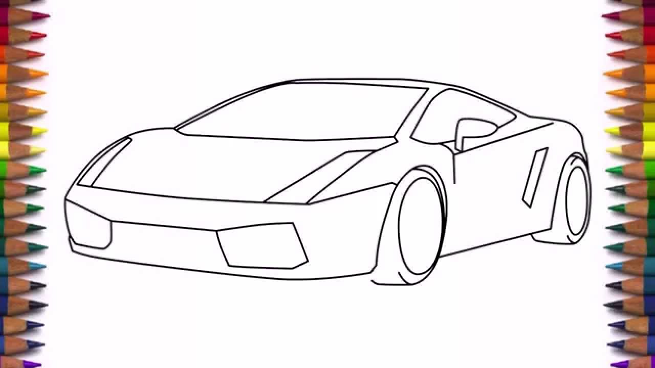 1280x720 how to draw a car lamborghini gallardo easy step - Lamborghini Aventador Drawing Outline