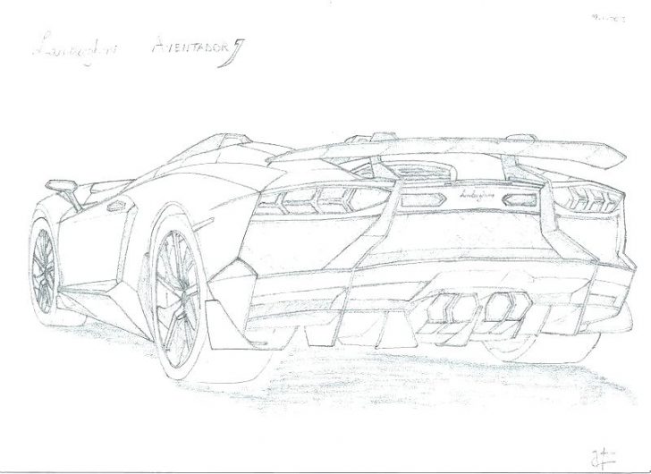 Lamborghini Aventador Outline Drawing