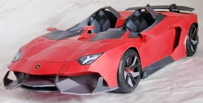 666x339 papermau lamborghini aventador j paper model - Lamborghini Aventador J Drawing