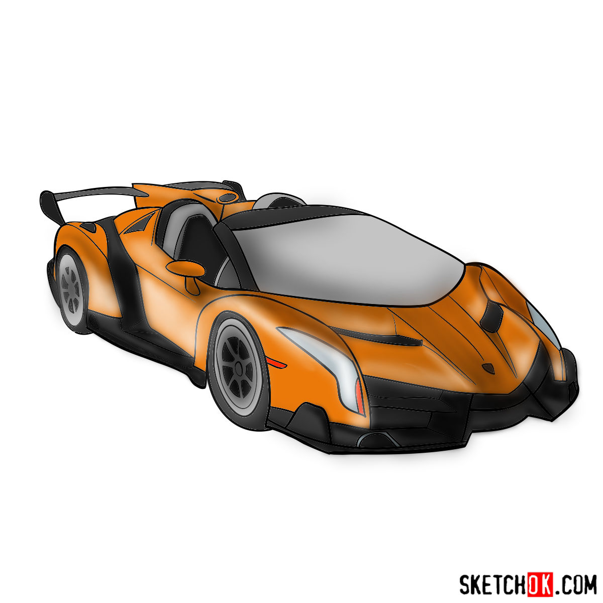 1200x1200 how to draw lamborghini veneno - Lamborghini Car Drawing