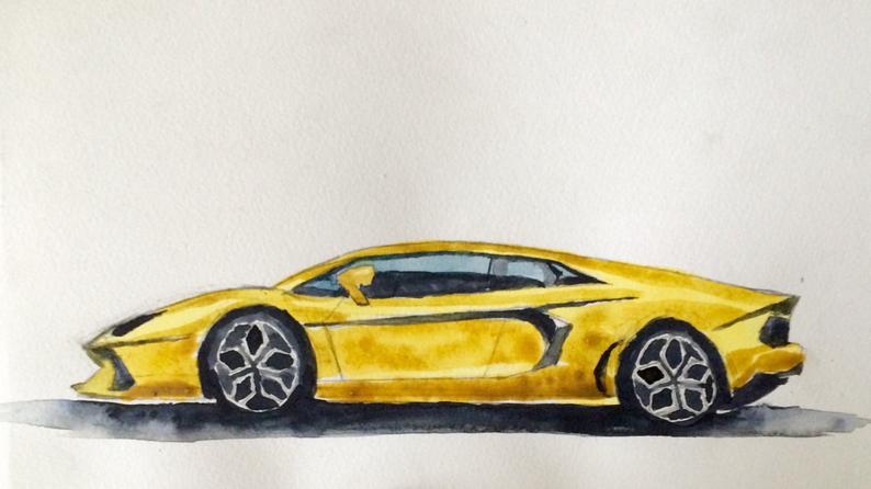 794x446 lamborghini aventador car painting lamborghini car etsy - Lamborghini Car Drawing