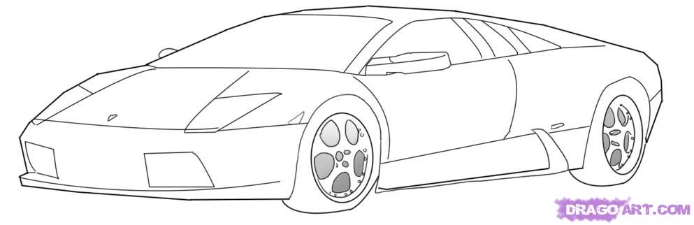 993x322 How To Draw A Lamborghini, Step - Lamborghini Drawing