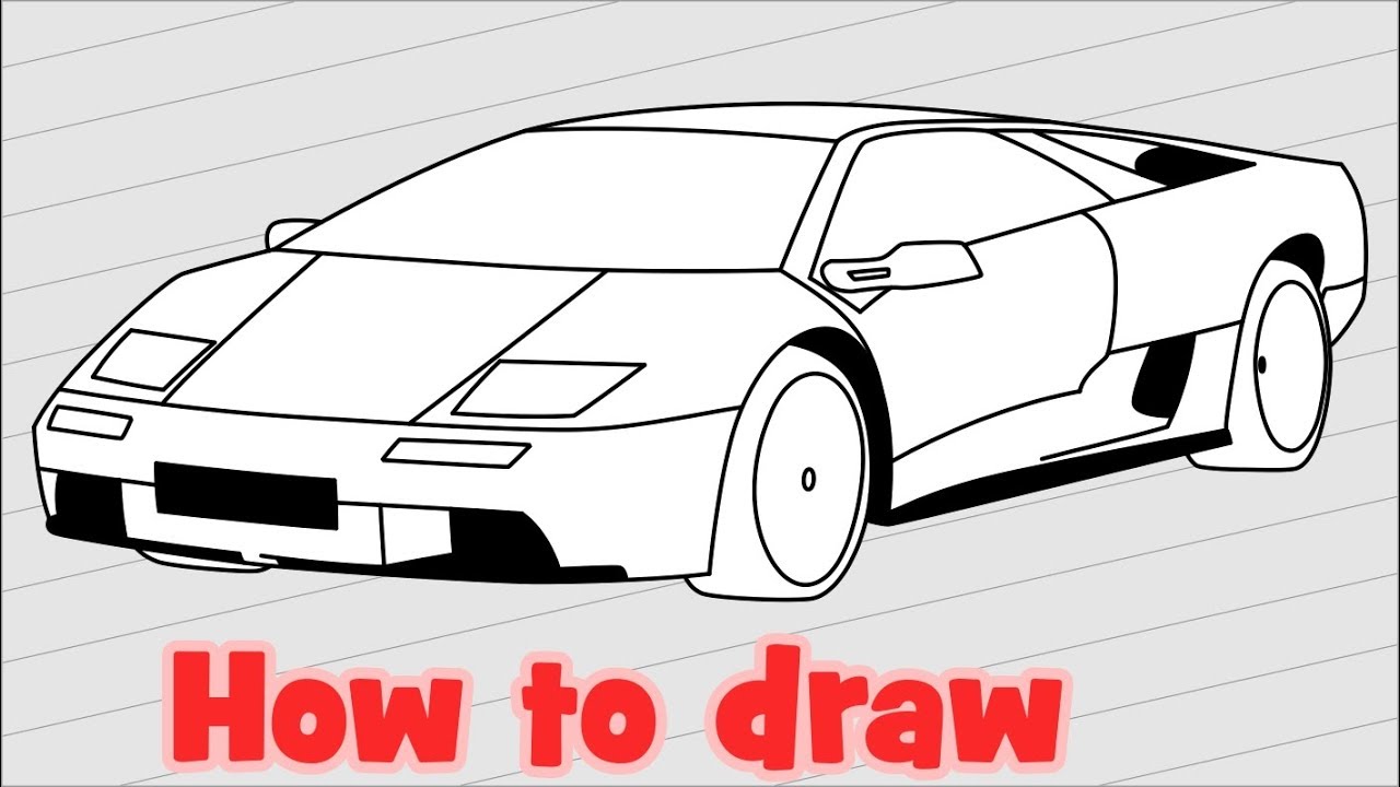 1280x720 How To Draw A Car Lamborghini Diablo - Lamborghini Drawing
