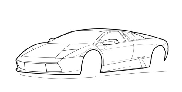 600x304 Lamborghini Outline - Lamborghini Drawing Outline