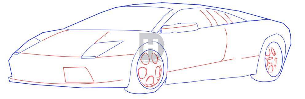 993x322 How To Draw A Lamborghini, Step - Lamborghini Drawing Pictures