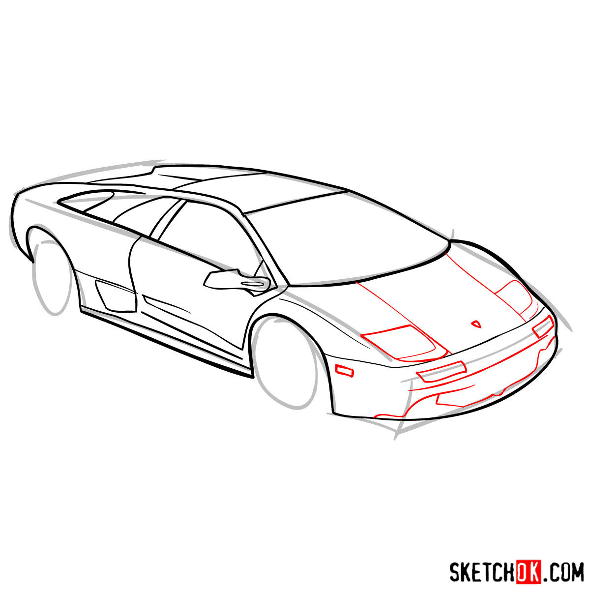 1200x1200 How To Draw Lamborghini Diablo - Lamborghini Drawing Step By Step