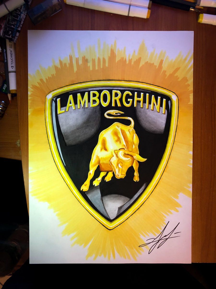 Lamborghini Logo Drawing at PaintingValley.com | Explore ...