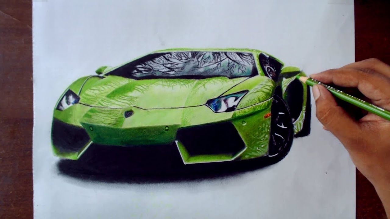 1280x720 Drawing Cars - Lamborghini Pencil Drawing