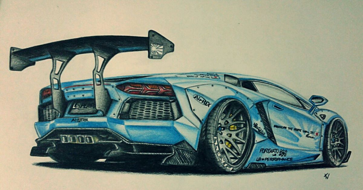 1200x630 lamborghini aventador liberty walk drawingtook a lot on time - Lamborghini Reventon Drawing