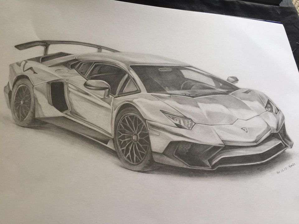 960x720 pencil drawing of a lamborghini aventador - Lamborghini Reventon Drawing
