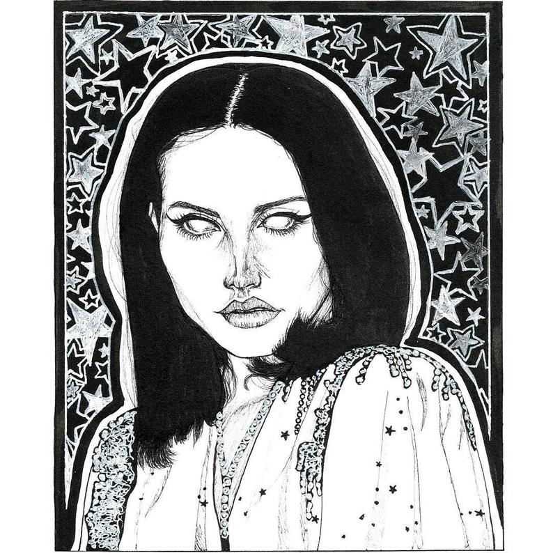 794x794 Lana Del Rey Original Drawing Etsy - Lana Del Rey Drawing