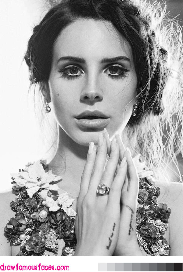 600x890 How To Sketch Lana Del Rey Draw Famous Faces - Lana Del Rey Drawing